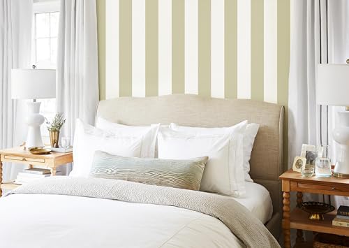 Erfoni 17.7"x118" Brown and White Wallpaper Stripe Peel and Stick Wallpaper - color: Brown and White, size: 17.7" x 118"