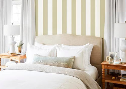 Erfoni 17.7"x118" Brown and White Wallpaper Stripe Peel and Stick Wallpaper - color: Brown and White, size: 17.7" x 118"