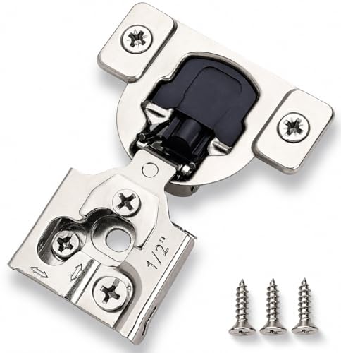 Decobasics 4 Pack Soft Close Cabinet Hinges – 1/2" Overlay for Kitchen Cabinet Doors, Slow Self-Closing Concealed Hidden Hinges for Face Frame –Stainless Steel, 3-Way Adjustable & Quiet Close Damper - size: 1/2 Inch