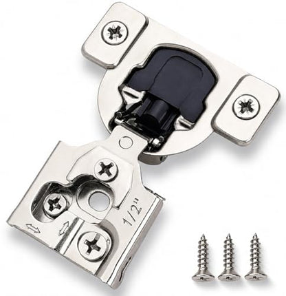 Decobasics 4 Pack Soft Close Cabinet Hinges – 1/2" Overlay for Kitchen Cabinet Doors, Slow Self-Closing Concealed Hidden Hinges for Face Frame –Stainless Steel, 3-Way Adjustable & Quiet Close Damper - size: 1/2 Inch