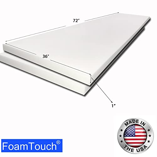 FoamTouch Upholstery Foam 2 Pack of High Density 1" Height x 36" Width x 72" Length Made in USA - size: 1" x 36" x 72" (2Pack), style: High Density Foam