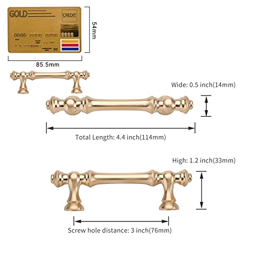 Amerdeco 10 Pack Brushed Brass Cabinet Pulls 3" - color: Brushed Brass, size: 3" hole center