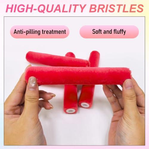 6 Inch Mohair Paint Roller Covers, 10 Pcs Mini Roller Brushes - size: 6",10 pieces,Red