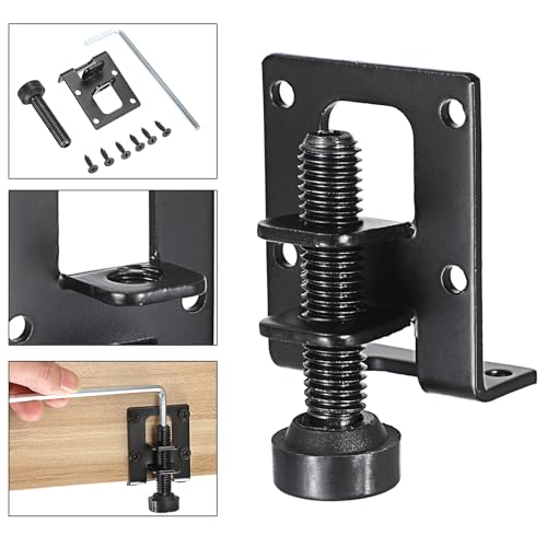 OwnMy Black Adjustable Leveling Feet L Shaped Furniture Levelers Legs 16PCS