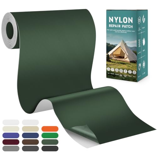 Nylon Tent Repair Tape, Self-Adhesive Fabric Patch Kit Army Green - color: Army Green