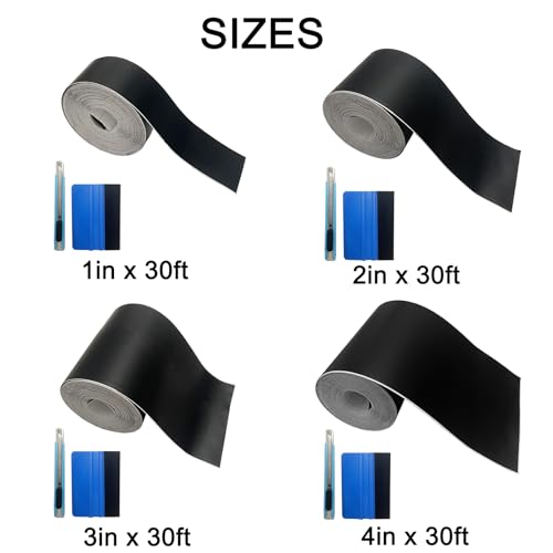Matte Black Vinyl Tape for Black Out Chrome Delete Window Trim, Matte Black Vinyl Wrap Roll, Self-Adhesive Car Chrome Door Trim Delete Tape DIY Film with Tool Kit (1 inches x 30 feet) - size: 1 inches x 30 feet