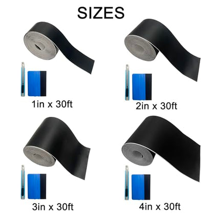 Matte Black Vinyl Tape for Black Out Chrome Delete Window Trim, Matte Black Vinyl Wrap Roll, Self-Adhesive Car Chrome Door Trim Delete Tape DIY Film with Tool Kit (4 inches x 30 feet) - size: 4 inches x 30 feet