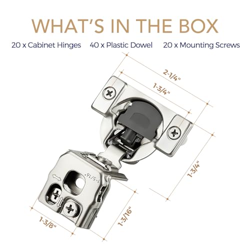 Soft Close Hinges for Kitchen Cabinet Hinges, 1-5/16 Inch Overlay, 20 Pack - size: 1-5/16 inch Overlay