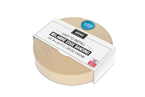 5/8" Beige Cream Pre-Glued Melamine Edge Banding, 25 ft - size: Width: 5/8"