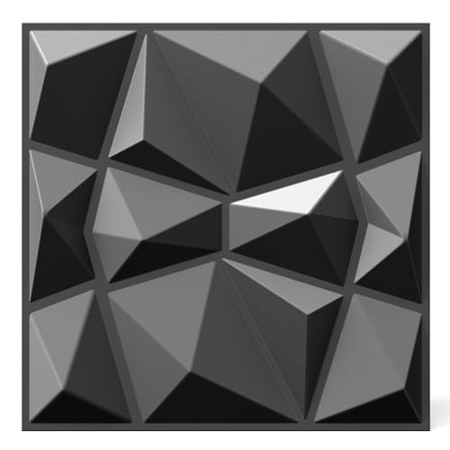 INMOZATA 3D Wall Panels, Diamond Textured PVC Accent Wall Panels - color: B_Black