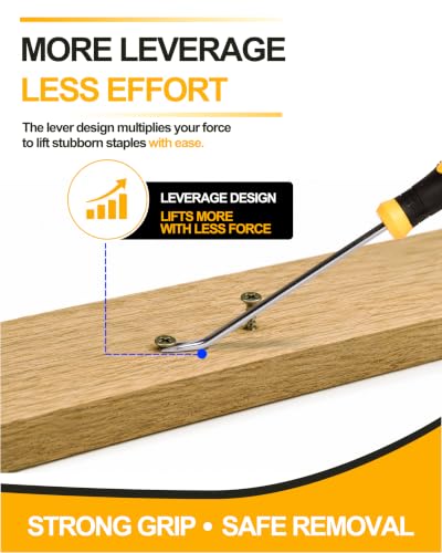 Heavy Duty Staple Remover Tool with Double Pronged Head, Upholstery Staple Puller for Furniture, Carpet, Floor, Wood, Carton and Tack Removal, Industrial Nail Lifter Tool