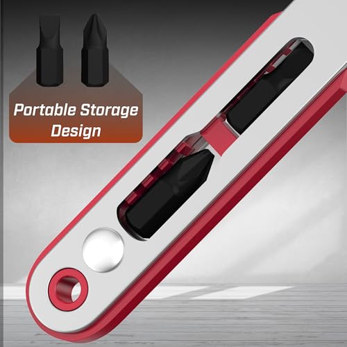 Bates- Mini Ratchet Wrench Screwdriver, 2 Pack, 1/4" Magnetic 90 Degree - color: Red, size: 2 pcs