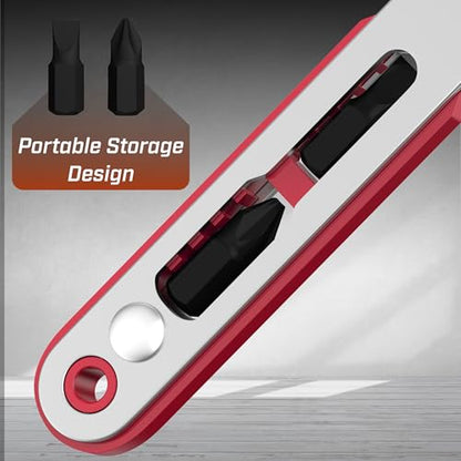 Bates- Mini Ratchet Wrench Screwdriver, 2 Pack, 1/4" Magnetic 90 Degree - color: Red, size: 2 pcs