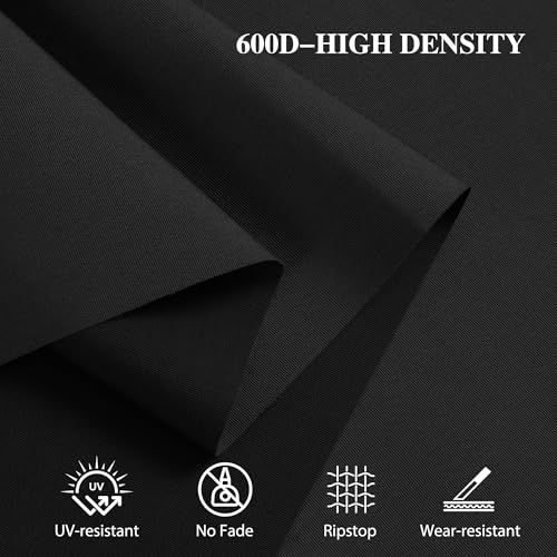 600D Outdoor Upholstery Fabric 58” W Waterproof Canvas Fabric by The Yard - color: Black, size: 10 yard