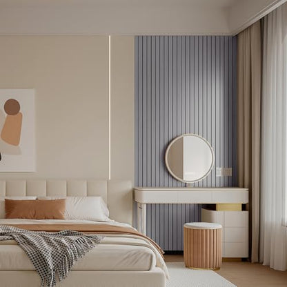 YLL YLL PVC Slat Wall Panel Peel and Stick 236"x 15.7" Faux Grey Wood Grain Slat Panel Self-Adhesive Wallpaper Soundproof 3D Wall Panels - color: Gray, size: 15.7" x 236"