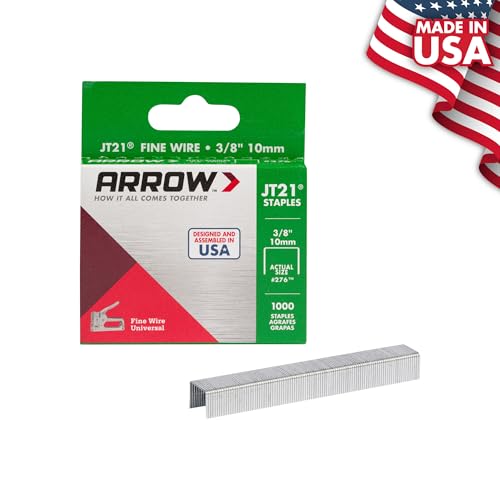 Arrow 276 JT21 Thin Wire Staples for Staple Guns and Staplers, 1000 Count - size: 3/8 Inch
