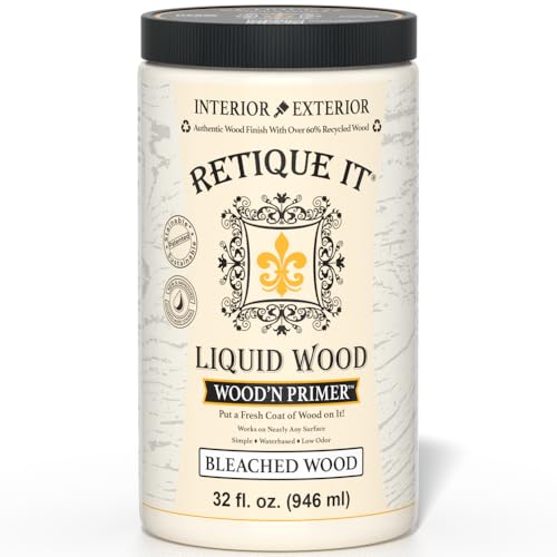 Retique It Wood'n Primer - Paint it then stain it - Stainable Wood Fiber Paint (Bleached Wood, Large) - color: Bleached Wood, size: 32 Fl Oz (Pack of 1)
