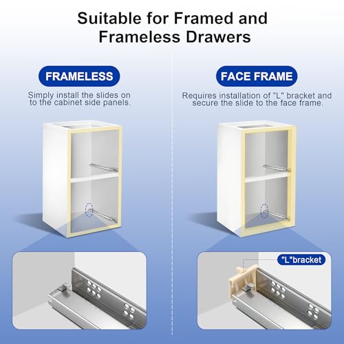 10 Pairs 18" Undermount Soft Close Drawer Slides, Bottom Mount Full Extension Drawer Slides, Zinc Plated Cold Rolled Steel 85 lb Load, Complete Mounting Hardware for Full Kitchen Cabinet Drawers Set - size: 18 Inch, style: Soft Close - 10 Pairs