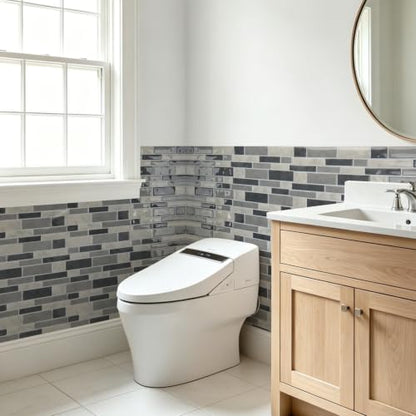 Art3d Linear Subway Design Tile Peel and Stick Backsplash, 20-Sheet, Gray - color: Gray
