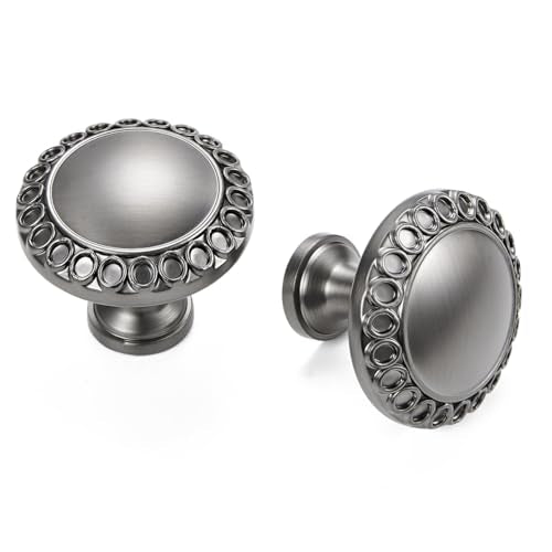 20 Pack Round 1.26 Inch Gunmetal Grey Cabinet Knobs - color: Gunmetal Grey Knobs