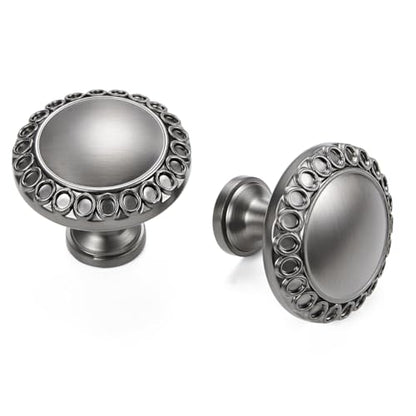 20 Pack Round 1.26 Inch Gunmetal Grey Cabinet Knobs - color: Gunmetal Grey Knobs