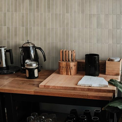 Smart Tiles Peel and Stick backsplash, Stacked Taupe Beige, 11.43"x9" - color: Taupe Beige
