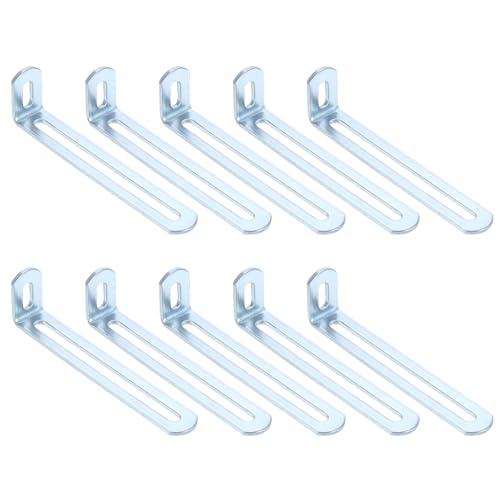 uxcell 10 Pcs Adjustable Right Angle Brackets 4.7"x1.2"x0.7" Silver - color: Silver, size: 4.7"x1.2"x0.7"