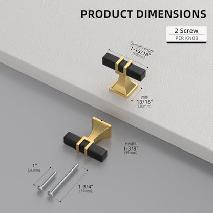 homdiy Black and Gold Cabinet Knobs 24 Pack Black and Brass Cabinet Knobs - color: Black & Matte Gold, size: Single Hole