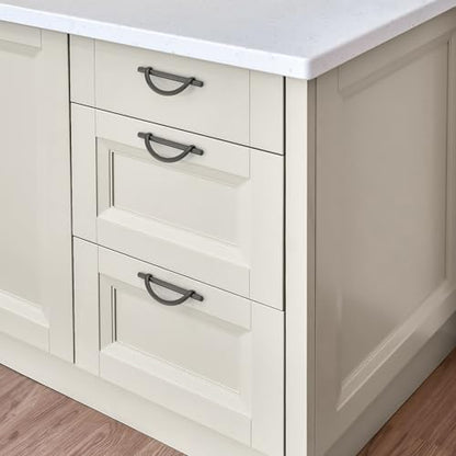 HOME EDIT Pearl Grey Cabinet Pulls Curved, 5 Inch/128 mm, 10 Pack - color: Pearl Grey, size: 5 Inch Hole Center