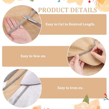 FINGERINSPIRE 2.5 Yards Hot Fix Nailhead Trim 3/8 inch Wide Dome Round Stud Iron-on Nailhead Ribbon with Black PU Leather Base Flat-Back Rivet Trim Ribbon for DIY Purse Clothing Shoes Decoration
