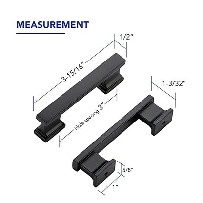 Matte Black Cabinet Pulls, 3 Inch (76mm), 10 Pack, Heavy Duty - color: Matte Black, size: 3" Hole Center