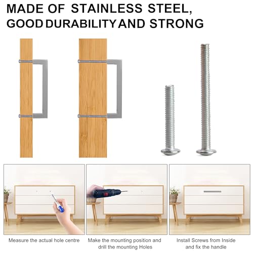Cabinet Pulls Brushed Nickel Cabinet Handles Square Drawer Pulls, 30 Pack 3-3/4 Inch Stainless Steel Kitchen Door Cupboard Cabinet Handles, Cabinet Hardware Drawer Handles, 96mm Hole Centers - color: Brushed Nickel, size: Two Hole - 3-3/4 inch Hole Center