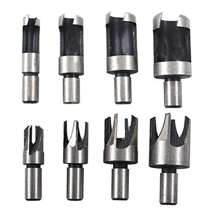 8-Pack Wood Hole Plug Cutter Set Carbon Steel Cutting Tools Cork Dowel Shank Drill Bit Knife for Woodworking Hole Saw Cutting 6MM 10MM 13MM 16MM (1/4 3/8 1/2 5/8)