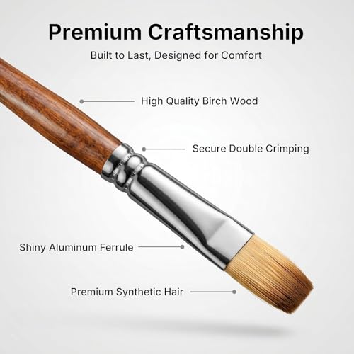 Nicpro 30pcs Paint Brush Set for Acrylic Painting, Oil, Watercolor, Gouache - color: Wood
