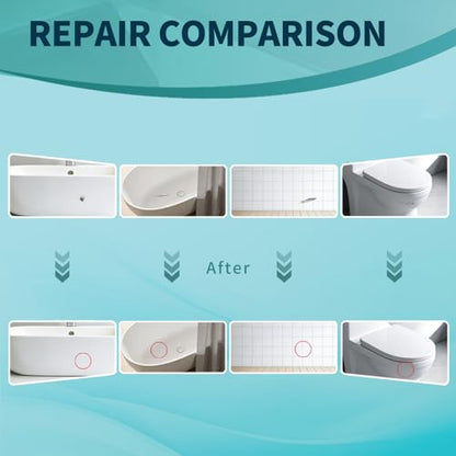Tub and Tile Paint High-Gloss White Touch Up Paint for Bathtub, Porcelain Repair Scratches Cracks and Spots on Tile, Porcelain Repair Kit for Sinks, Enamel and Toilets, 1.5 Fl Oz