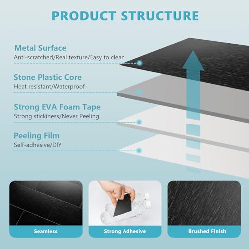 Vamos Tile 100-Pack Peel and Stick Backsplash Tile,3" x 6" Subway Tile - color: Brushed Black