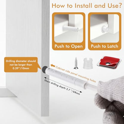 Lounsweer 50 Pack Magnetic Push Latches for Cabinets, White Long - color: White, size: Long