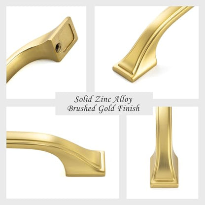 3 Inch Brushed Gold Cabinet Pulls Arch Drawer Handles 10 Pack P2409 - color: Brushed Gold, size: 3" Hole Centers-10 Pcs