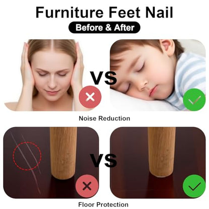 20pcs Furniture Glide Nails, 43x18mm Plastic Head Double Pins Leg Protectors for Chairs, Tables & Bedskirts, Non-Slip Floor Guards with Durable Plastic Heads - size: 43 x 18mm