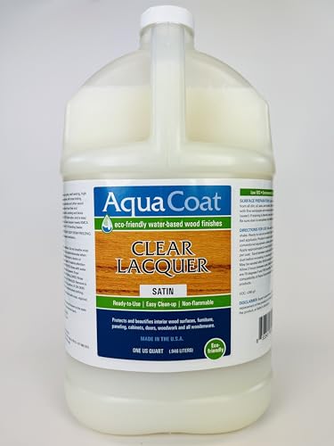 Aqua Coat Clear Lacquer in Gloss Finish - Premium Water-Based for Wood & Plastic - Fast-Drying, Non-Yellowing, Eco-Friendly - 4 Gallon, Self-Cross-Linking, - style: 4 Gallon