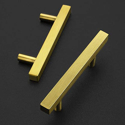 Ravinte Brushed Brass Cabinet Hardware Square Pulls, 3.75 Inch, 10 Pack - color: Brushed Brass