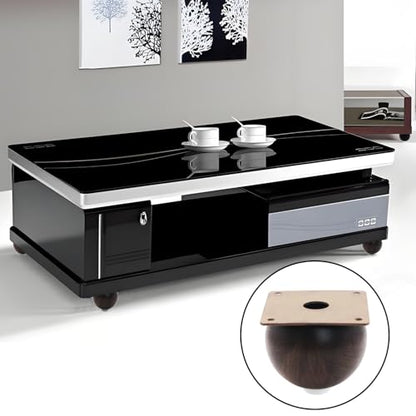 Furniture Legs Set of 4-3.14in Modern Metal Cabinet Legs Sofa Legs, Black Walnut Finish Replacement Feet for Furniture, Round Base, Heavy-Duty Support