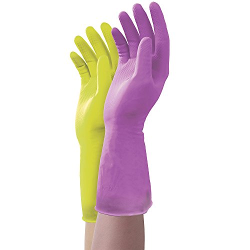 Mr. Clean Duet Reusable Latex Cleaning Gloves with Non-Slip Grip, 2 Pair, Small - size: Small (Latex, 2 Pair)