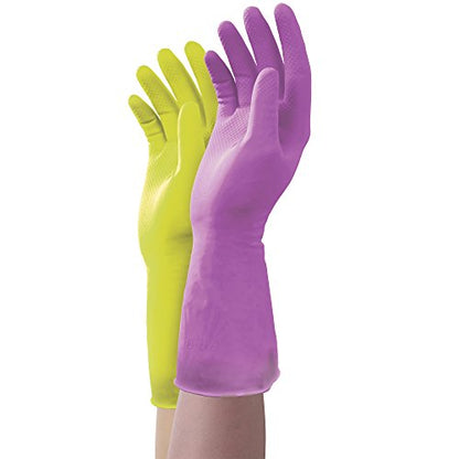 Mr. Clean Duet Reusable Latex Cleaning Gloves with Non-Slip Grip, 2 Pair, Small - size: Small (Latex, 2 Pair)