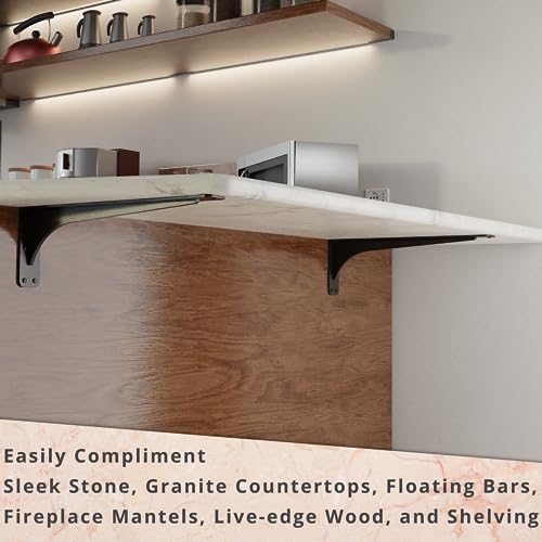 Starby Gladiator Series Solid Heavy Duty Welded 500 Lb Low Profile Granite Countertop Support Shelf Brackets Floating Shelf Discrete Slim 500 LB Capacity (2 Pack) (7" x 19" x 2.5") - size: 7" x 19" x 2.5"