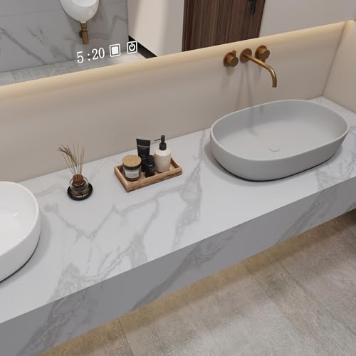 Large Marble Contact Paper White Peel and Stick Wallpaper 48"x354" - color: White and Silver, size: 48" x 354"