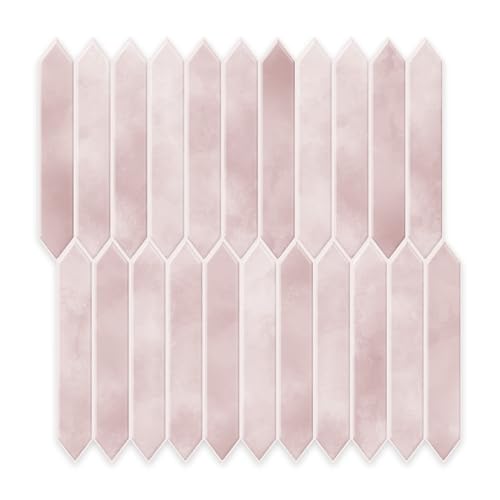 10 Sheets Thicker Peel and Stick Backsplash, 12"x12" Peel and Stick Wall Tiles, Hexagon Look Tiles Backsplash for Kitchen and Bathroom, Pink - color: Pink