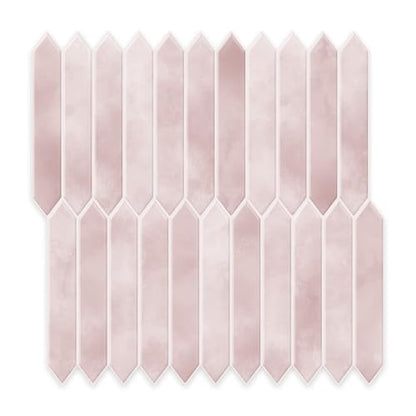 10 Sheets Thicker Peel and Stick Backsplash, 12"x12" Peel and Stick Wall Tiles, Hexagon Look Tiles Backsplash for Kitchen and Bathroom, Pink - color: Pink