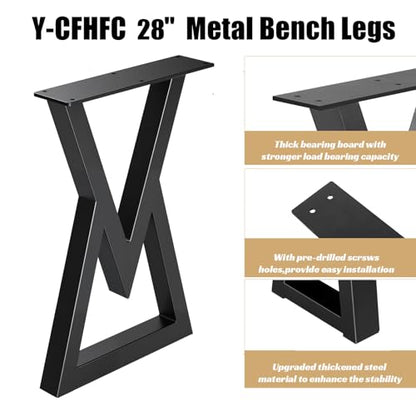 28 Inch Metal Desk Table Legs, Heavy Duty Industrial Style Dinning Table Leg, DIY Furniture Feets with Adjustment Feet Pads, Black - size: 28 '' V Shape