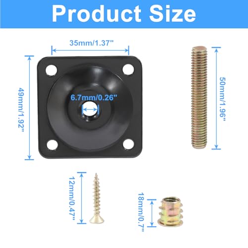 Leg Mounting Plates, 5/16" (M8), Black, 4 Pcs
